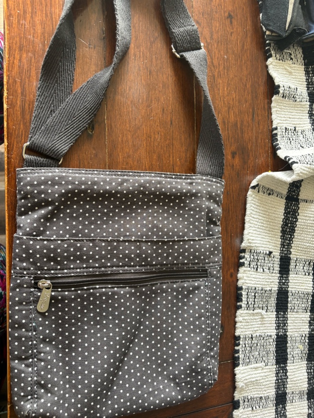 thirty-one Black and White Polka Dot Crossbody Shoulder Bag